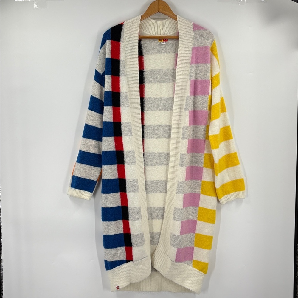 LEGO x Target Duster Cardigan Sweater Womens XS Colorblock Stripe Wool Blend